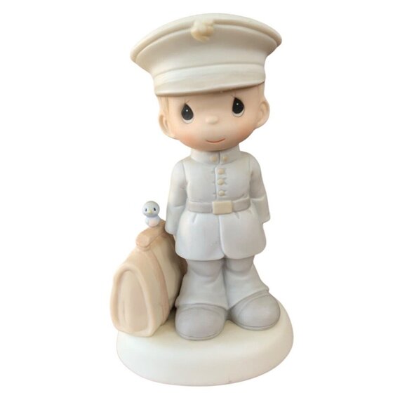 Precious Moments Porcelain Figurine Marine "Bless Those Hearts Who Serve" - Picture 1 of 6